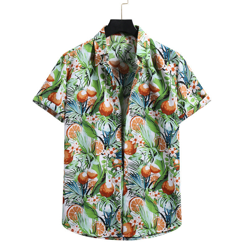 Large Size Cross-border Men's Shirts Casual Beach Men's Shirts Hawaiian Lapel Short Sleeves - Image 3