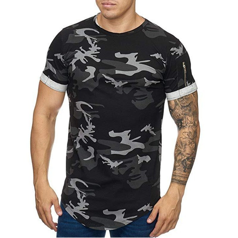 Men's T-shirt Camouflage Gradient Printing Casual Men's Short Sleeve T-shirt - Image 3