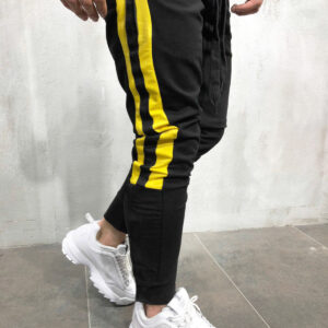 Black Sweatpants With Yellow Stripes