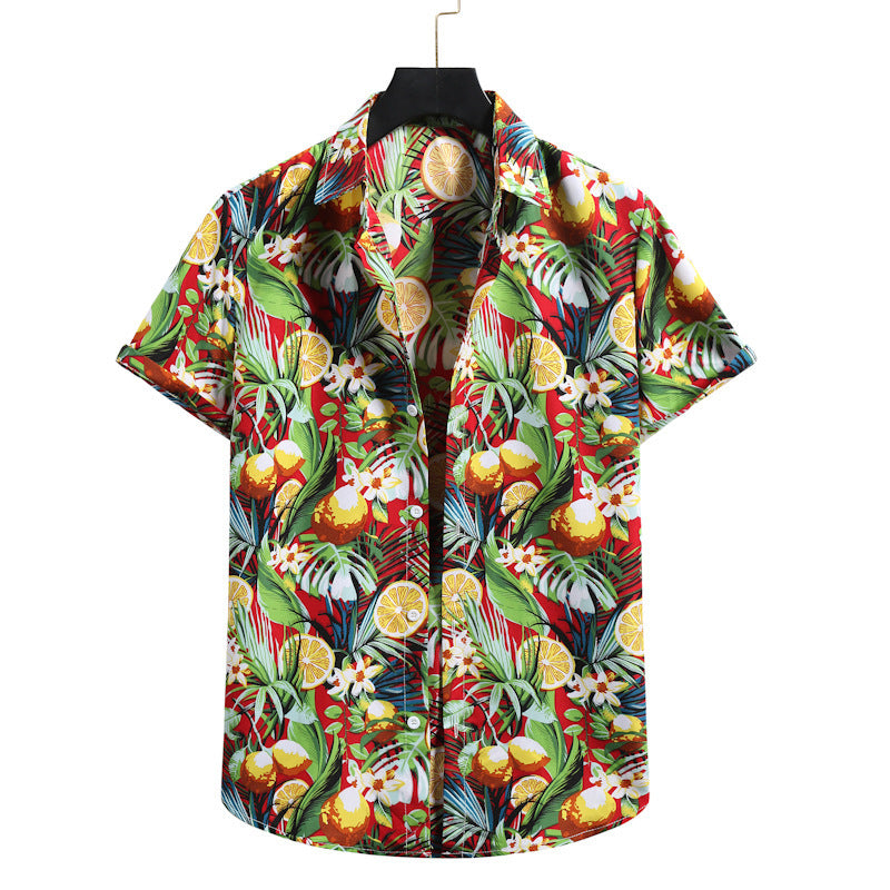 Large Size Cross-border Men's Shirts Casual Beach Men's Shirts Hawaiian Lapel Short Sleeves - Image 5