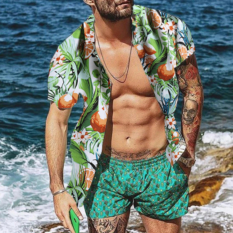 Large Size Cross-border Men's Shirts Casual Beach Men's Shirts Hawaiian Lapel Short Sleeves - Image 2