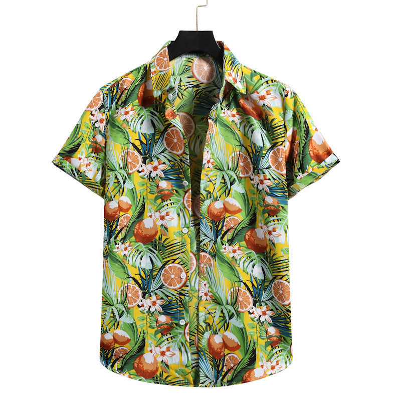Large Size Cross-border Men's Shirts Casual Beach Men's Shirts Hawaiian Lapel Short Sleeves - Image 4